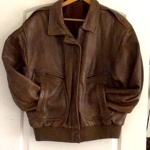 Late 80’s early 90’s heavy leather bomber jacket